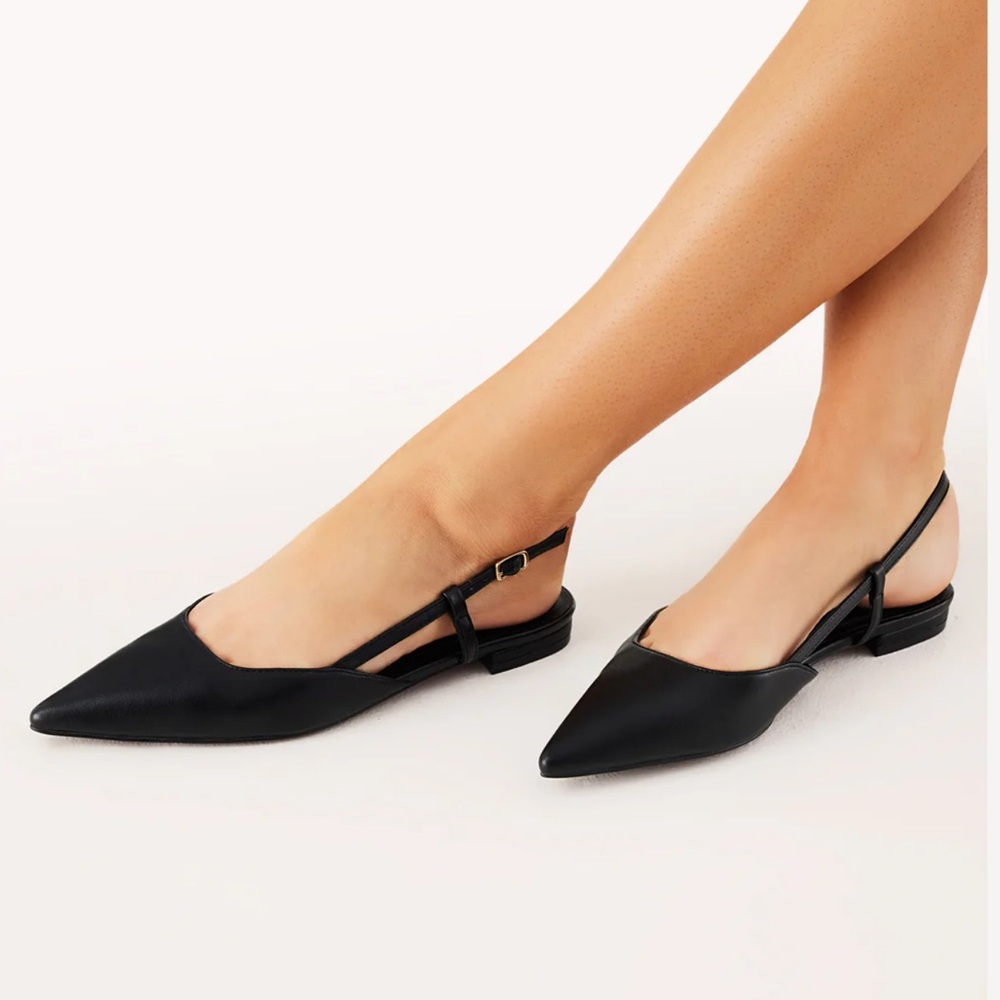 Billini Black Pointed Slingback Flats